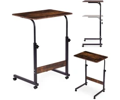Mobile laptop table – side desk for armchair in aged walnut finish, ModernHome