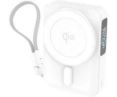 Mobile Origin 10000 mAh Qi2 TFT Ekranas Semi-solid PowerBank PB19 – USB-C Cable Baltas