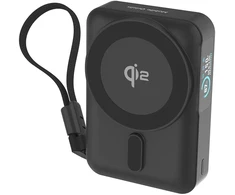 Pitaka Mobile Origin 10000 mAh Qi2 TFT ekranas pusiau kietas išorinis akumuliatorius PB19 – USB-C laidas juodas
