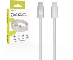 „Mobile Origin“ 60 W itin plonas USB-C į USB-C kabelis, 1 m, CB11 Baltas