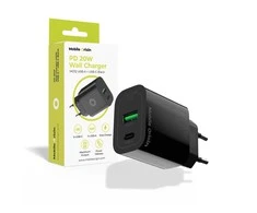 Mobile Origin PD20W laidinis įkroviklis MO12, juodos spalvos 1 USB-A + 1 USB-C