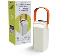 Mobile Origin PowerBank 65W PD 50000mAh su LCD ekranu ir žibintuvėliu PB18 – 2x USB-C + 2x USB-A