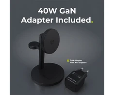 Mobile Origin Qi2 25W PowerStand Pro 3in1 su 40-60W AVS GaN įkrovikliu PW40 juodas