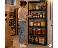 ModernHome 5 lentynų stovas daiktams laikyti garažui, rūsiui ir namams – juodas