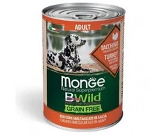 Monge Bwild adult konservuotas pašaras su kalakutiena, moliūgais ir cukinijomis 400g