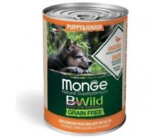 Monge BWild puppy konservuotas pašaras su antiena, moliūgais ir cukinijomis 400g