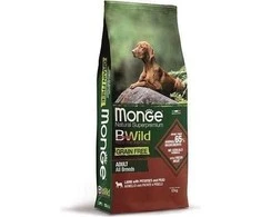 Monge Dry Dog BWILD begrūdis - All Breeds Adult ėriena bulvės Peas 12kg