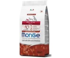 Monge spec. line monoprotein mini adult sausas pašaras mažų veislių suaugusiems šunims su ėriena, ryžiais, bulvėmis 2,5kg
