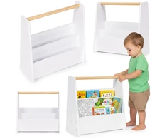 Montessori vaikiška knygų lentyna, 3 aukštų knygų stovas-organizeris, balta ECOTOYS