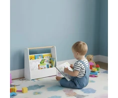 Montessori vaikiška knygų lentyna, 3 aukštų knygų stovas-organizeris, balta ECOTOYS