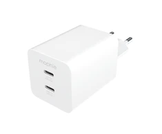 „Mophie Essentials“ maitinimo adapteris, dvigubas USB-C, PD, 50 W, ES, Baltas