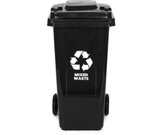 Multistore 240L Large Wheelie Bin with Rubber Wheels – Juodas for Mixed Waste
