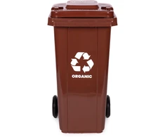 Multistore 240L Large Wheelie Bin with Rubber Wheels – Brown for Organic (BIO) Waste