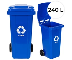 Multistore 240L large wheelie bin with rubber wheels – mėlynas for paper waste