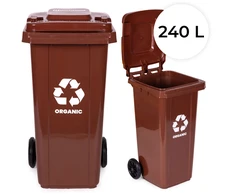 Multistore 240L Large Wheelie Bin with Rubber Wheels – Brown for Organic (BIO) Waste