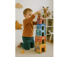 Multistore Krovimo bokštas „City Pyramid“ su figūrėlėmis ir transporto priemonėmis, 18 dalių