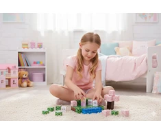 Multistore Magnetinių kaladėlių rinkinys vaikams 96 dalių kubeliai rožinė pilis