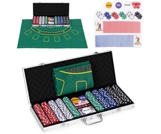 Modernhome Didelis pokerio ir blackjack žaidimų rinkinys su 90x60 cm kilimėliu