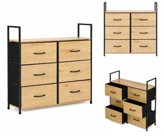 Multistore Spintelė su 6 medžiaginiais stalčiais, lentyna 80 cm, tekstilinis organizatorius, loft stiliaus ModernHome