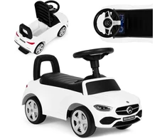 Multistore Vaikiška stumdomoji mašinėlė Mercedes C klasė su interaktyviu vairu ir garsais, balta