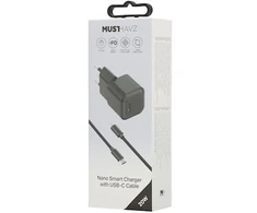 Musthavz Nano Charger 20W + USB-C/USB-C cable, juodas
