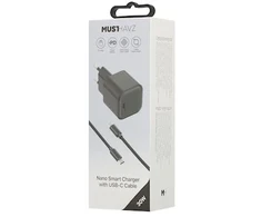 Musthavz Nano Charger 30W + USB-C/USB-C cable, juodas