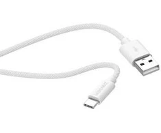 Musthavz USB-A į USB-C pintas kabelis 0.5m 3A baltos spalvos