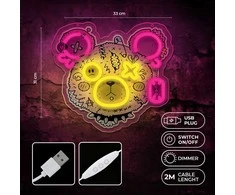 Neoninis ART LED PUNK MEŠKIUKAS rožinis-geltonas FLA01 Forever Light