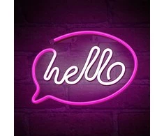 Neoninis LED šviestuvas HELLO rožinis baltas šikšnosparnis + USB FLNE15 Forever Light