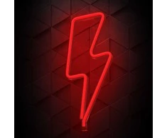 Neoninė LED lemputė BOLT raudonas žaibas + USB FLNE06 Forever Light