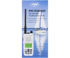 Nešiojama jūrinė radijo stotelė PNI DS890W, 88 kanalai, 10 orų kanalų, reguliuojamas Squelch, Roger Beep, Dual Watch, Scan, Call, NRC, 1800mAh baterija, IP67