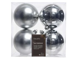 Nežinomas Eglutės žaisliukai, sidabro, 10 cm, plastikas, 4 vnt.
