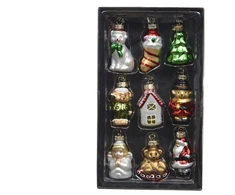 Nežinomas Eglutės žaisliukų rinkinys Decoris Figures, stiklas, 9 vnt.