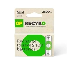 Nežinomas Įkraunami elementai GP RECYKO AA, 2600mAh, 2 vnt.