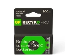 Nežinomas Įkraunami elementai GP RECYKO AAA, 800mAh, 4 vnt.