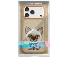 Nimmy Big Eyed Pet 2.0 Cat Dėklas Apple iPhone 17 Pro Max rusvai gelsvas