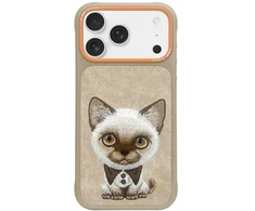Nimmy Big Eyed Pet 2.0 Cat Dėklas Apple iPhone 17 Pro Max rusvai gelsvas