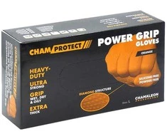 Nitrilo pirštinės Power grip XL, oranžinės (50vnt.) CHAMAELEON