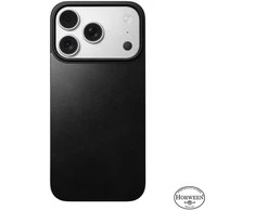 Nomad Magnetic Leather Back – odinis MagSafe dėklas, juodas, skirtas iPhone 17 Pro