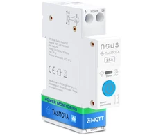 Nous Automatinis jungiklis DIN bėgeliui su energijos matavimu, 230Vac, 25A, Wi-Fi Tasmota (ESP32), MQTT, Matter