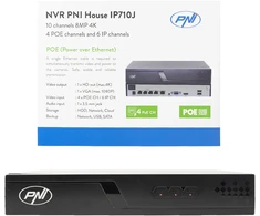 NVR POE PNI House IP710J, 10 kanalų 4K 8MP, 4 kanalai POE ir 6 kanalai IP su PNI POE arba įprastu komutatoriumi H.265