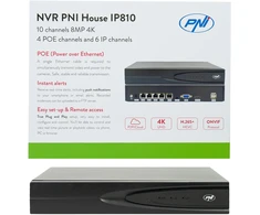 NVR POE PNI House IP810 su 10 kanalų 4K 8MP, 4 POE kanalais ir 6 IP kanalais su AI funkcijomis