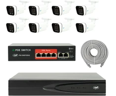 NVR POE PNI House IP810 vaizdo stebėjimo rinkinys, 8 PNI IP8POE kameros, POE komutatorius ir kabeliai komplekte