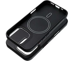 OEM dėklas, skirtas iPhone 16, Carbon Elite Mag Cover, suderinamas su MagSafe juodas