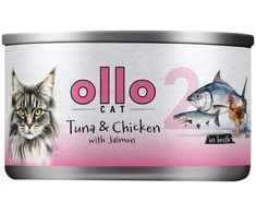 OLLO Cat nr 2 Tuna & vištiena with lašiša in broth – šlapias kačių maistas – 70g
