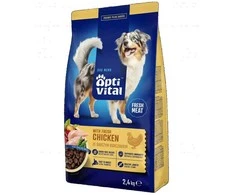 Šunų maistas - OptiVital su šviežia vištiena sauso maisto 2.4kg be glitimo