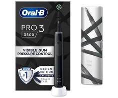 Oral-B elektrinis dantų šepetėlis Pro 3 3500 Jautrus Clean, besisukantis/vibruojantis/pulsuojantis, Design Edition, juodas, ES