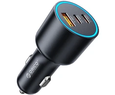 Orico HyperDrive 165W USB-A + 2x USB-C automobilinis įkroviklis – juodos spalvos