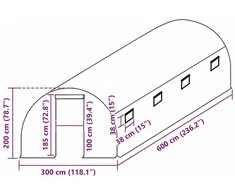 Pakaitinis šiltnamio apdangalas (18m²), žalias, 300x600x200cm