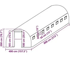 Pakaitinis šiltnamio apdangalas (32m²), žalias, 400x800x200cm
